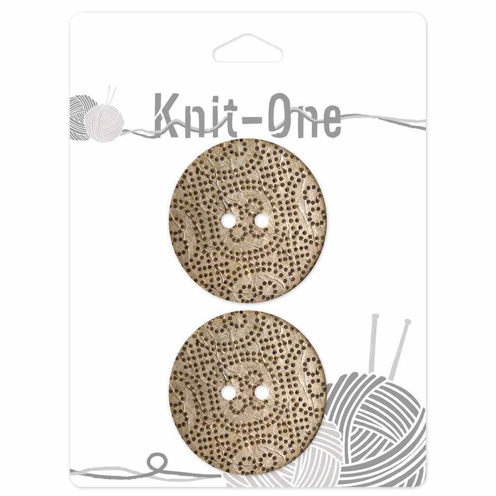 KNIT ONE 2-Hole Coconut Button – 38 mm (1 1/2″) – Light Brown
