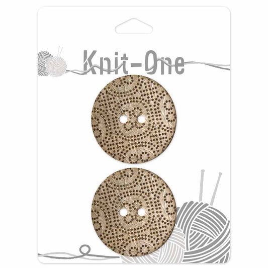 KNIT ONE 2-Hole Coconut Button – 38 mm (1 1/2″) – Light Brown