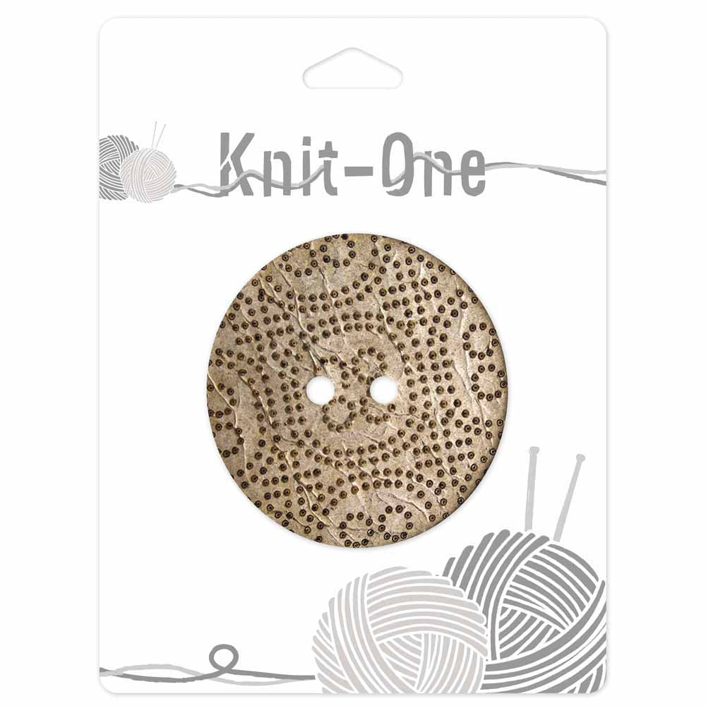 KNIT ONE 2-Hole Coconut Button – 51 mm (2″) – Light Brown