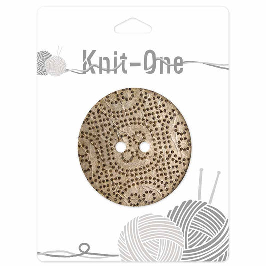 KNIT ONE 2-Hole Coconut Button – 51 mm (2″) – Light Brown