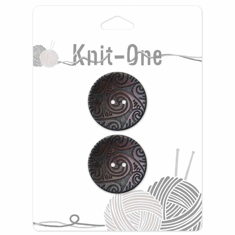 KNIT ONE 2-Hole Coconut Button – 30 mm (1 1/8″) – Brown