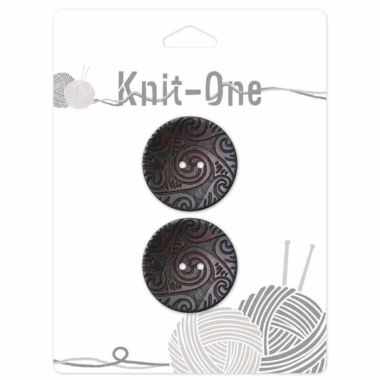 KNIT ONE 2-Hole Coconut Button – 30 mm (1 1/8″) – Brown