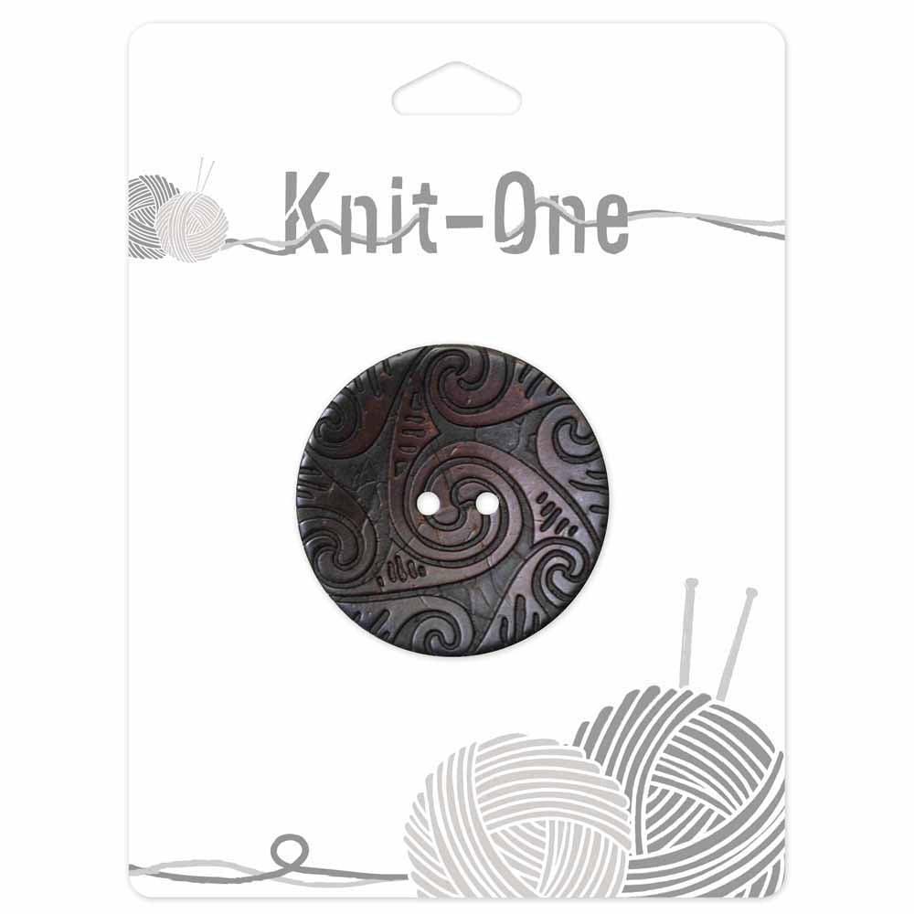 KNIT ONE 2-Hole Coconut Button – 41 mm (1 5/8″) – Brown