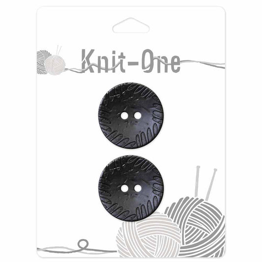 KNIT ONE 2-Hole Coconut Button – 30 mm (1 1/8″) – Black