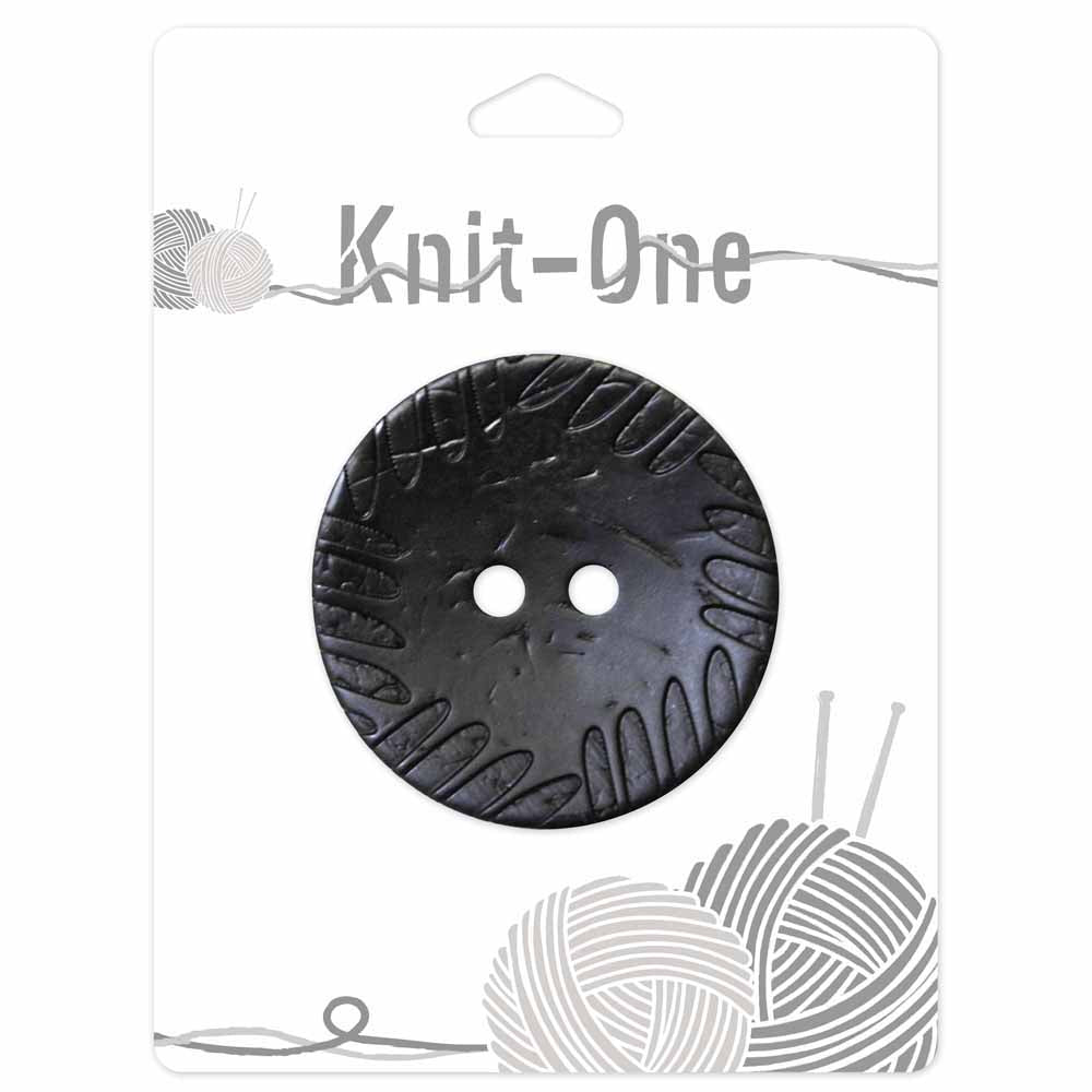 KNIT ONE 2-Hole Coconut Button – 51 mm (2″) – Black