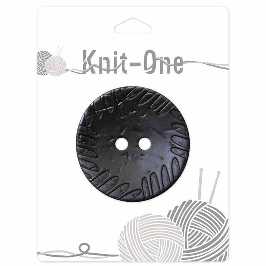 KNIT ONE 2-Hole Coconut Button – 51 mm (2″) – Black