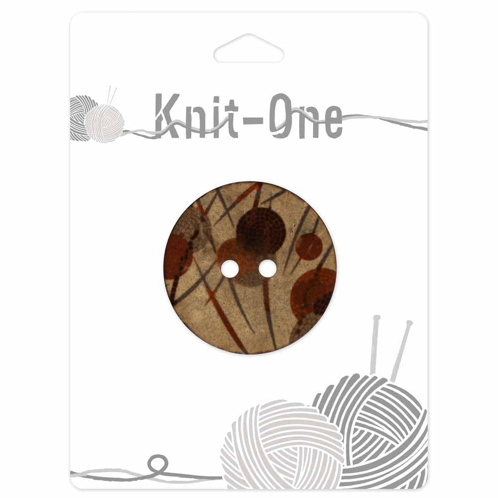 KNIT ONE 2-Hole Coconut Button – 41 mm (1 5/8″) – Light Brown