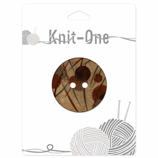 KNIT ONE 2-Hole Coconut Button – 41 mm (1 5/8″) – Light Brown