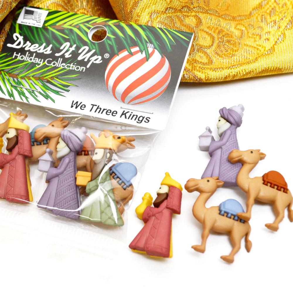 DRESS IT UP We Three Kings holiday button collection packaging and detail view