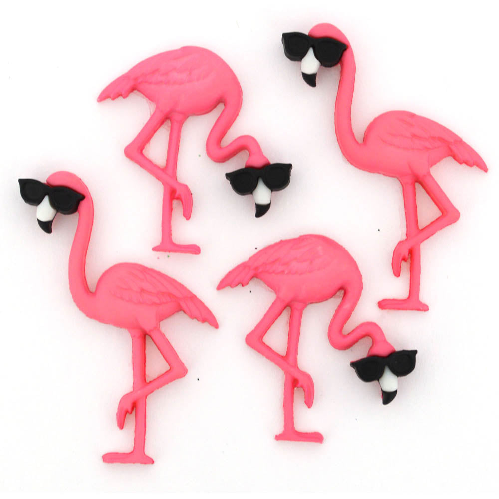 DRESS IT UP Think Pink Flamingos pink flamingo and sunglasses buttons