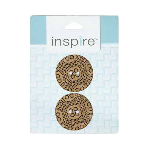 INSPIRE 2-Hole Button – 38 mm (1 1/2″) – 2 Count – Coconut – Light Spotted