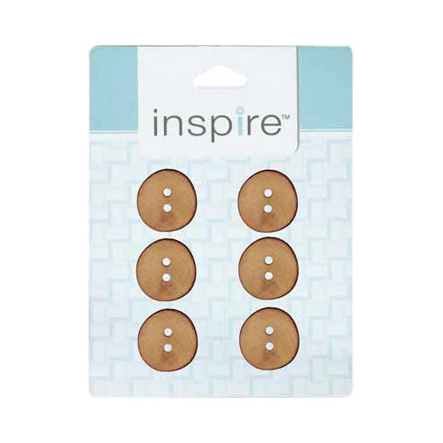 INSPIRE 2-Hole Button – 15 mm (5/8″) – 6 Count – Wood