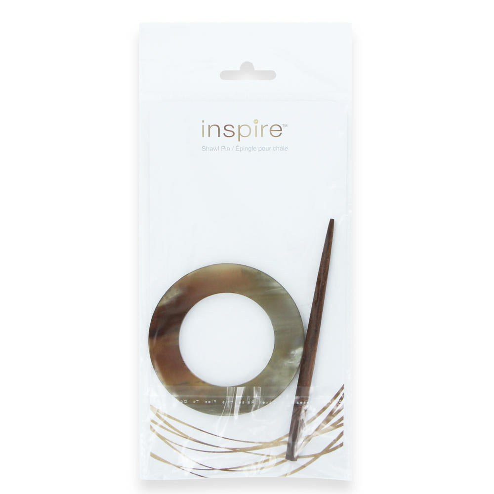 INSPIRE Shawl Pin – Round – 80 mm (3 1/8″) – Horn
