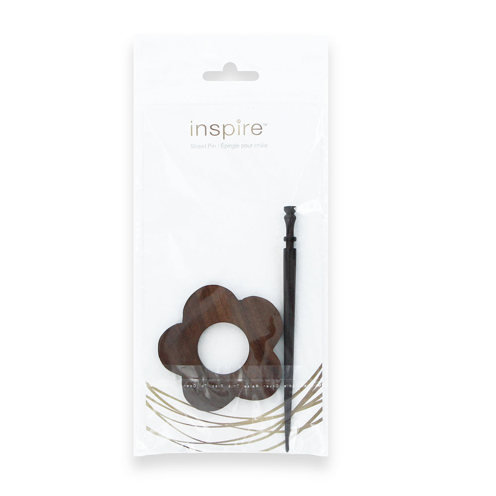 INSPIRE Shawl Pin – Flower Wood – 71 mm (2 25/32″) – Wood