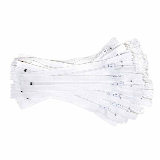 COSTUMAKERS Bulk Packed Light Weight Closed End Zipper 18cm (7 in.) - White