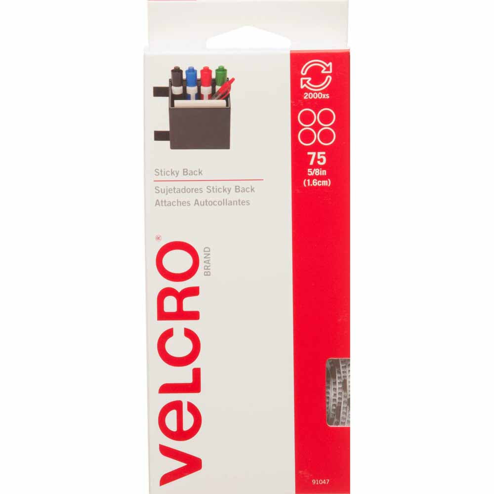 VELCRO Sticky Back Coins White 5/8 in.