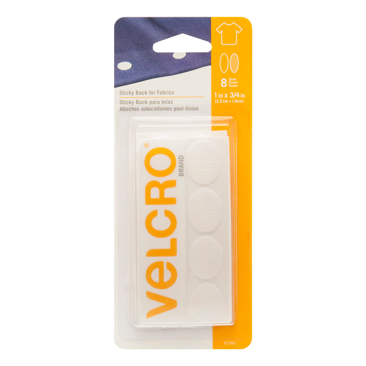 VELCRO Sticky Back for Fabric Oval - White
