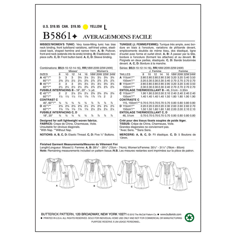 BUTTERICK B5861 Haut