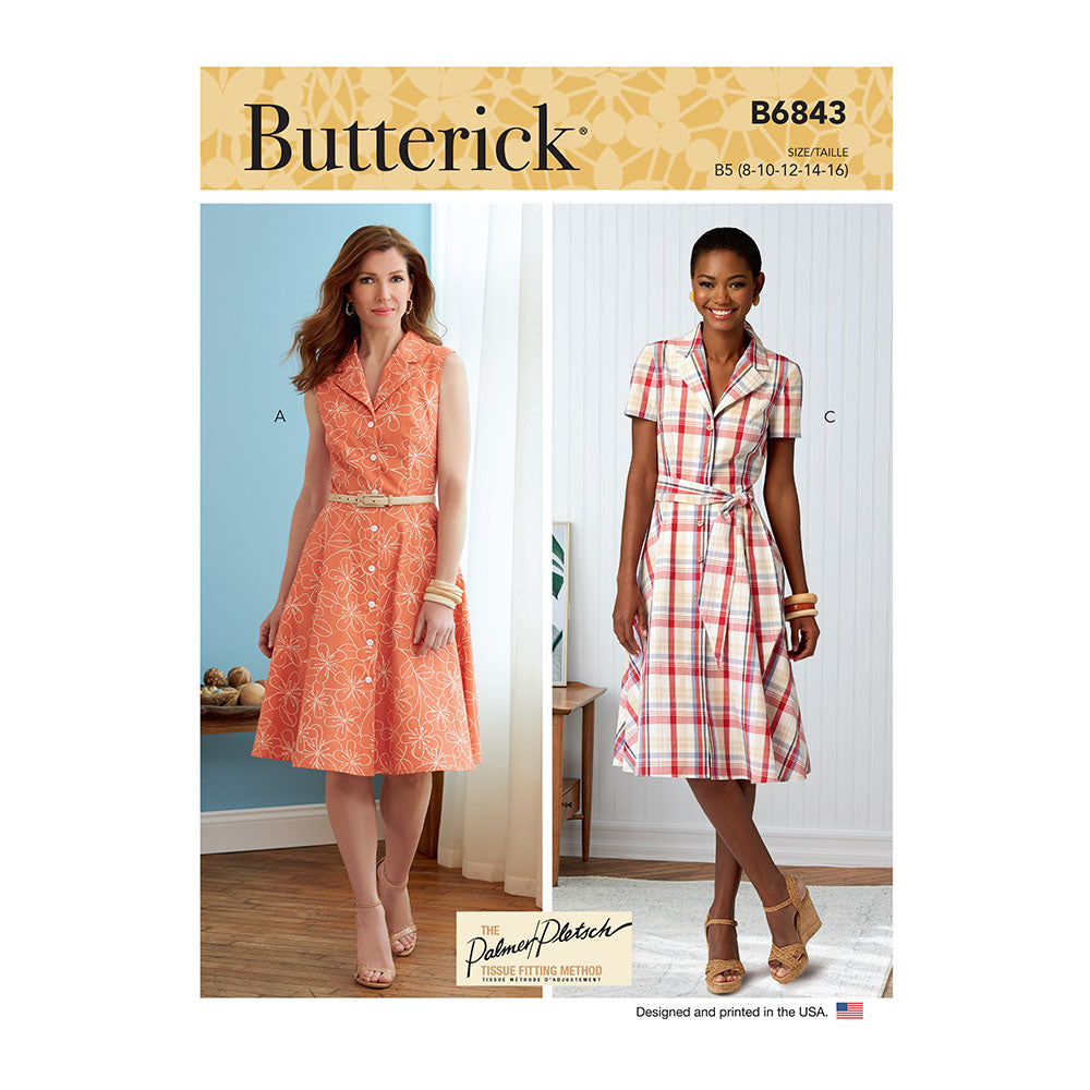 BUTTERICK B6843 Misses Shirtdress, Sash