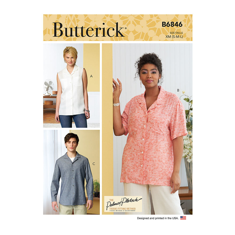 BUTTERICK B6846 Unisex Button-Down Shirt