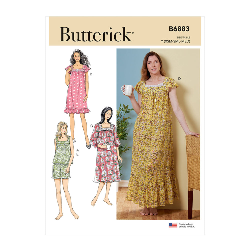 BUTTERICK B6883 Misses' Top, Nightgowns and Shorts