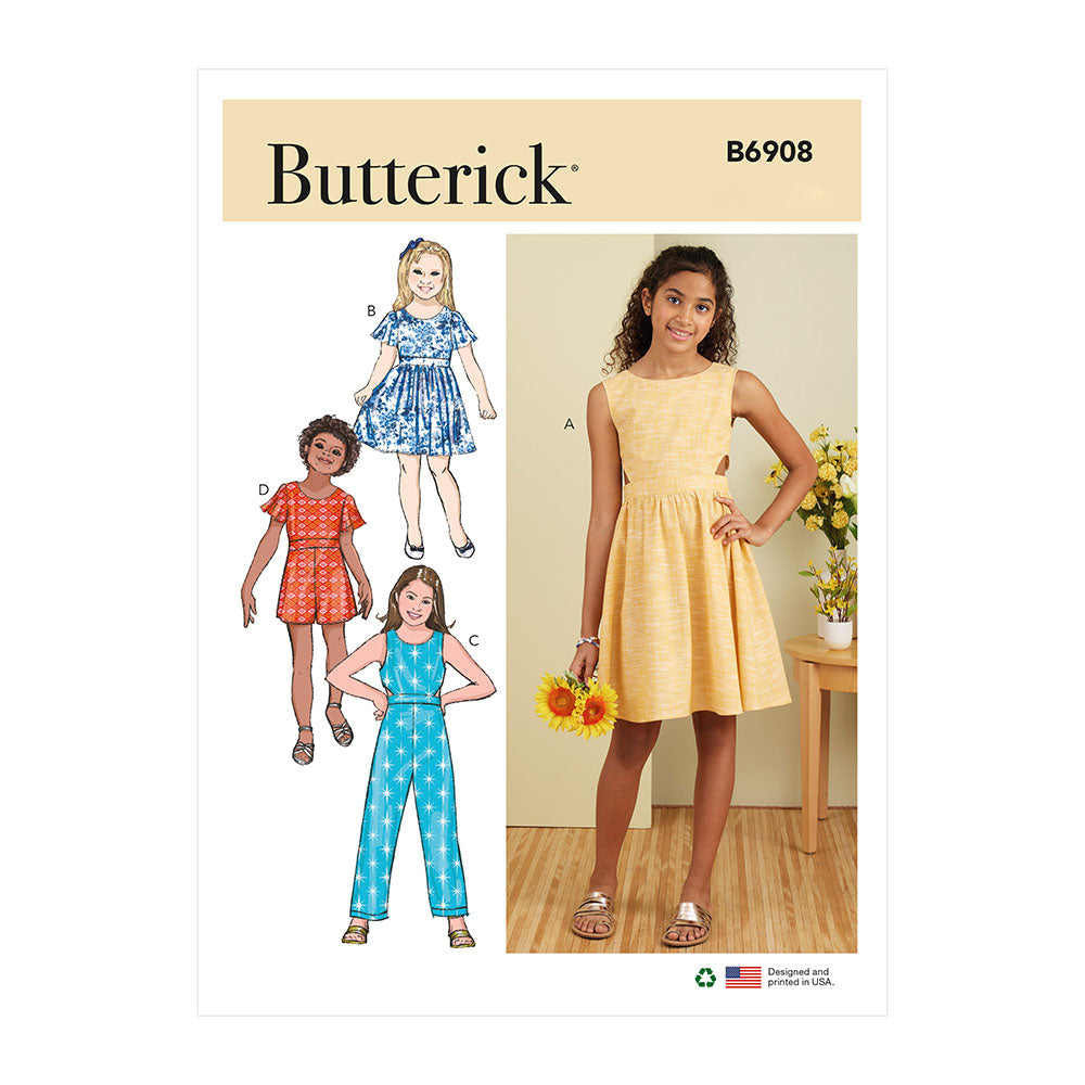 BUTTERICK B6908 Girl Dress, Jmpst, Rmpr