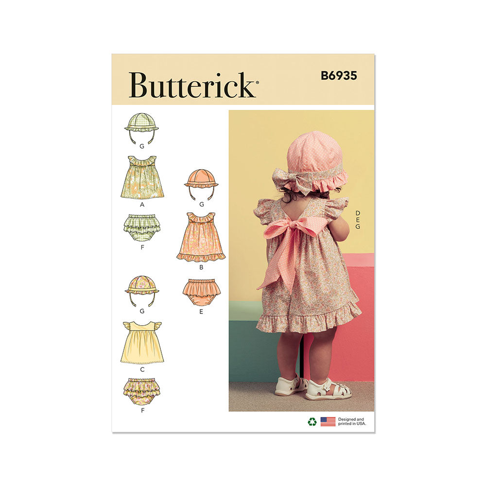 BUTTERICK B6935 Babies' Top, Panties and Hat