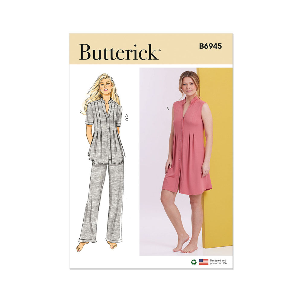 BUTTERICK B6945 Misses' Knit Lounge Top, Dress and Pants