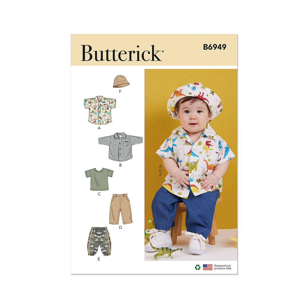 BUTTERICK B6949 Babies' Shirts, T-Shirt, Pants and Hat