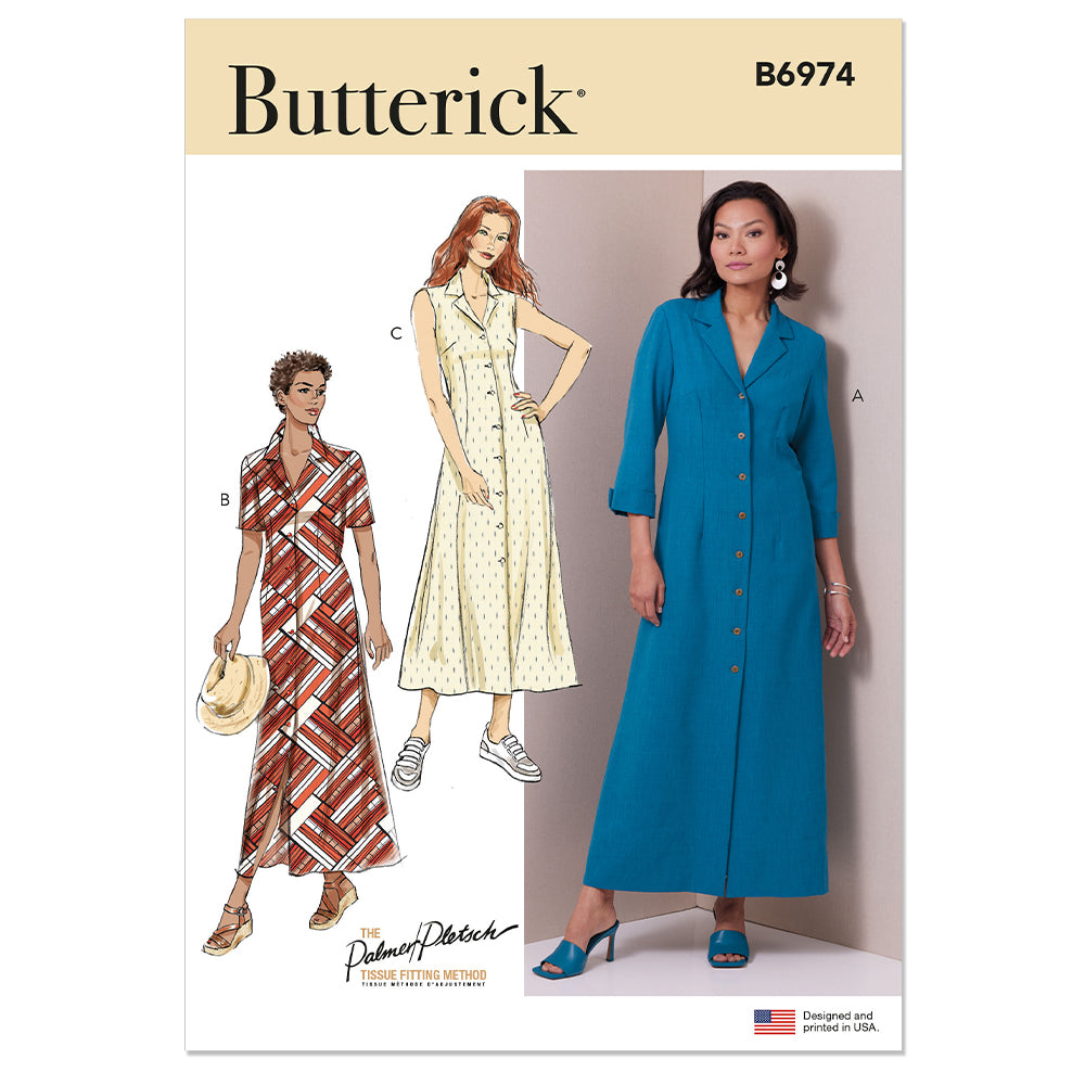 BUTTERICK B6974 Misses' Shirt Dress with Sleeve Variations by Palmer/Pletsch