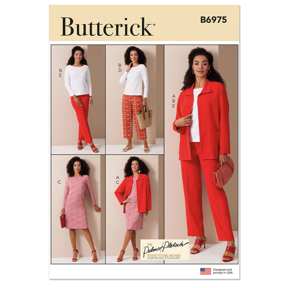 BUTTERICK B6975 Misses' Jacket, Knit Top and Dress, and Pants  by Palmer/Pletsch