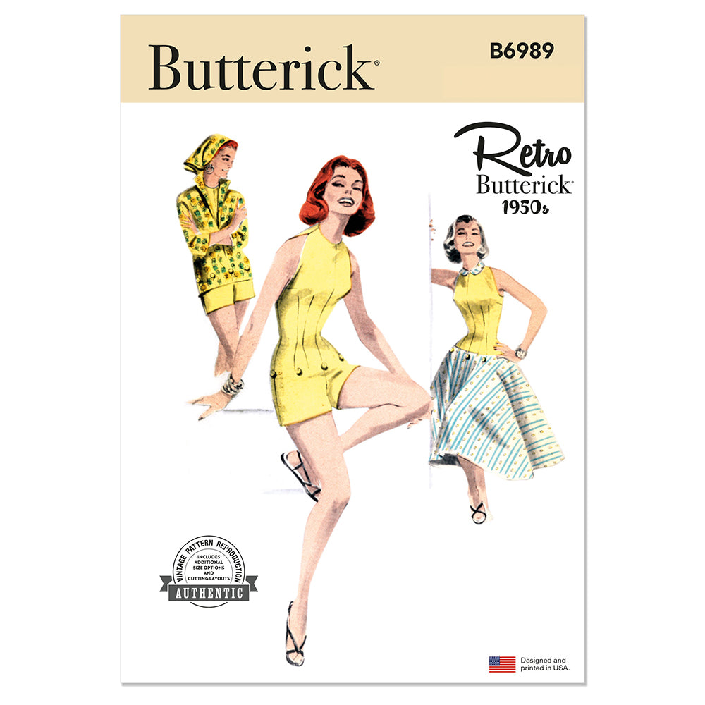 BUTTERICK B6989 Misses' Playsuit, Blouse and Skirt