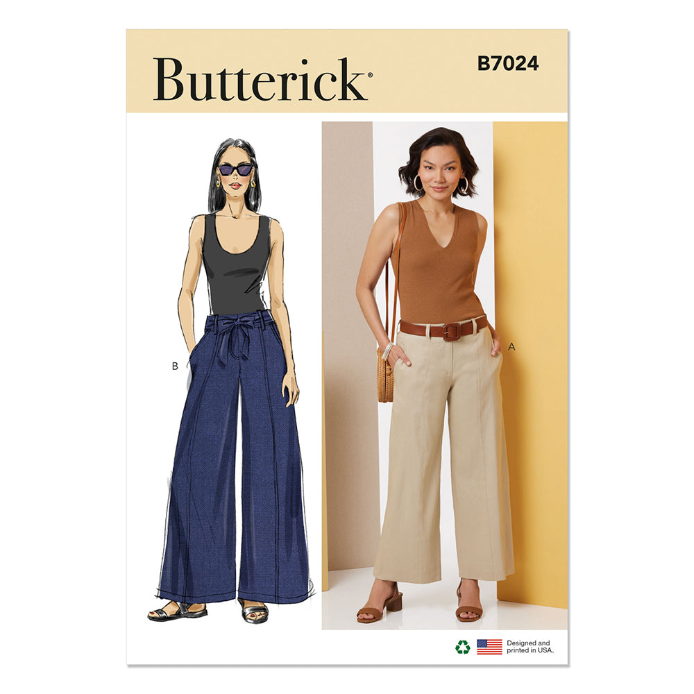BUTTERICK B7024 Misses' Pants in Two Lengths and Tie Belt