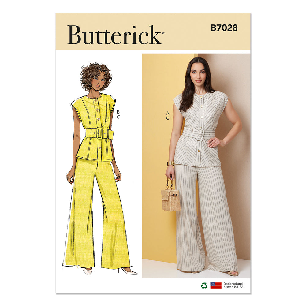 BUTTERICK B7028 Misses' Top with Belt and Pants