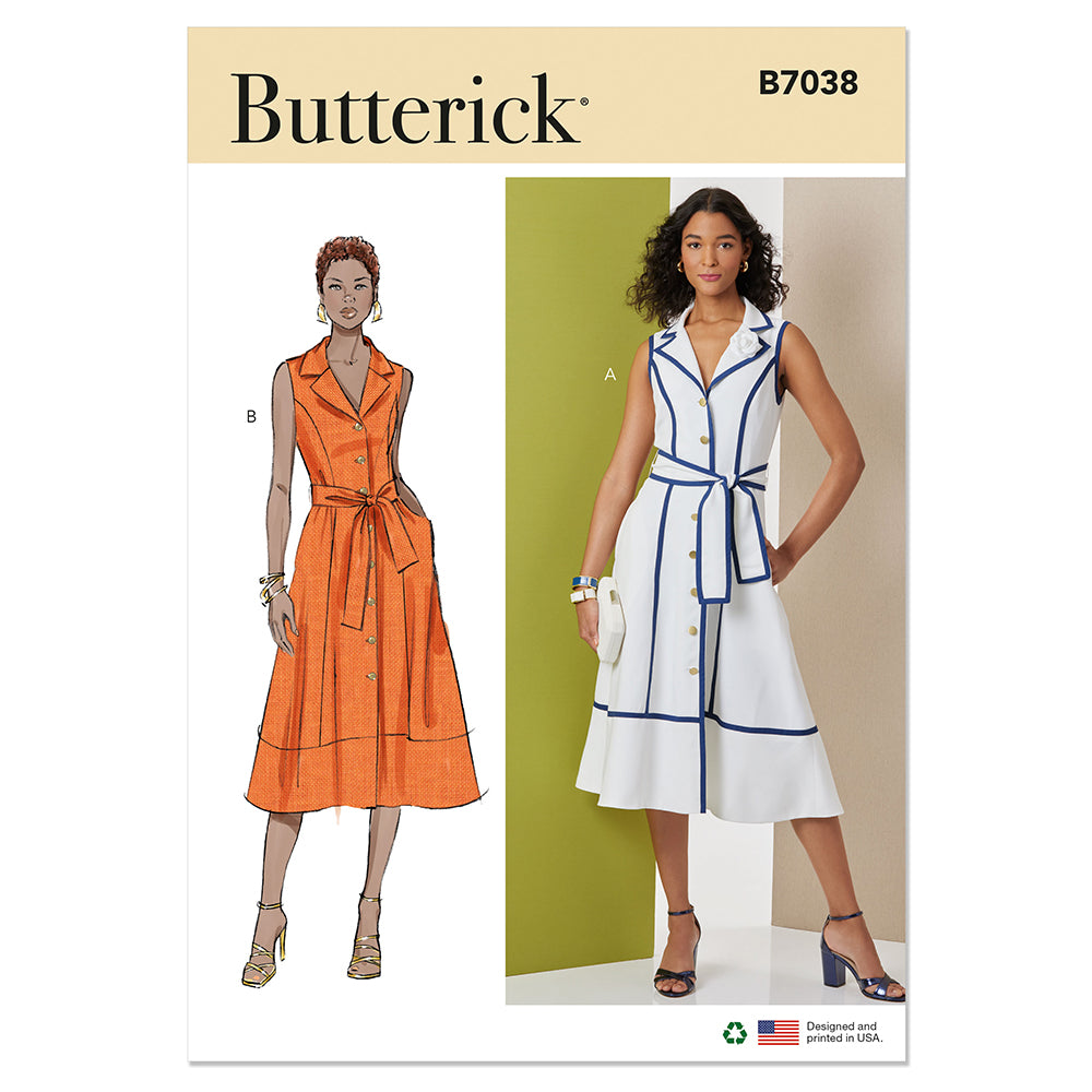 BUTTERICK B7038 Misses' Dress and Tie Belt