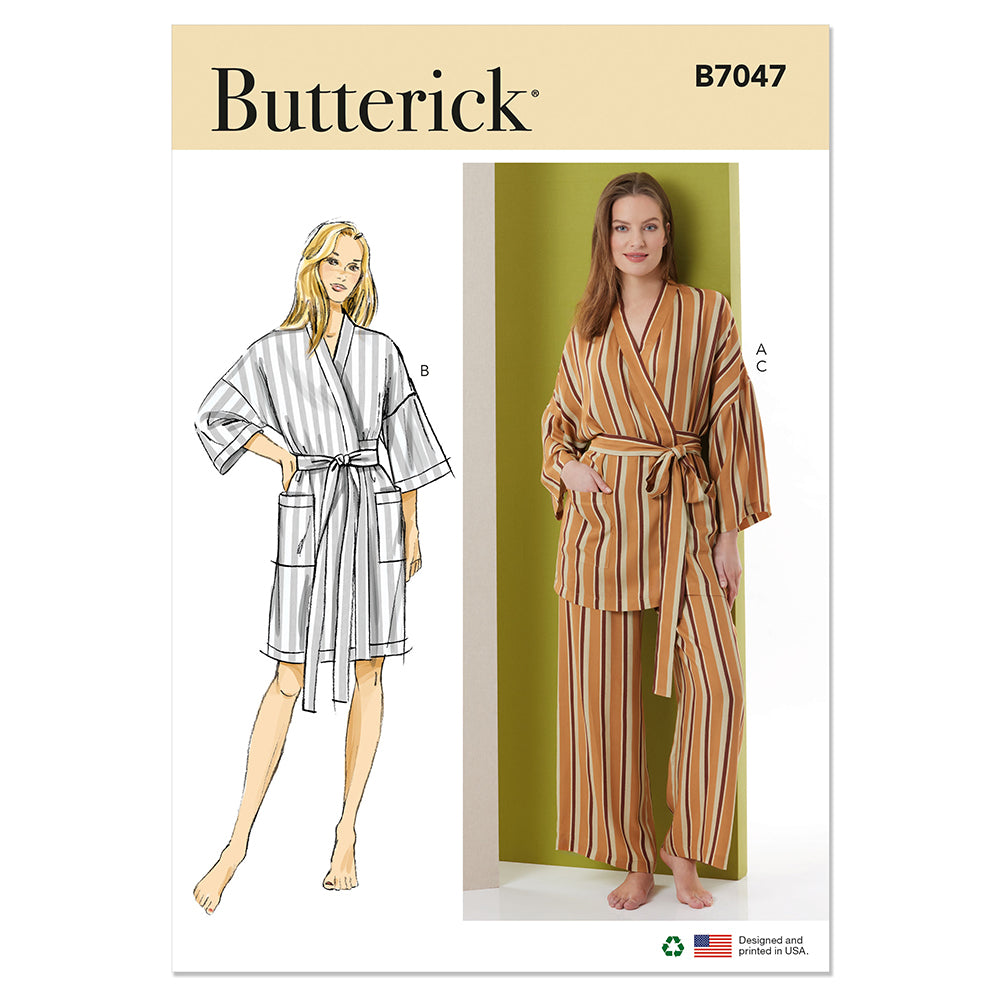BUTTERICK B7047 Misses' Robe in Two Lengths and Pants