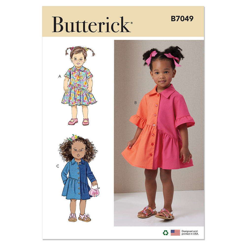 BUTTERICK B7049 Toddlers' Dress with Sleeve Variations