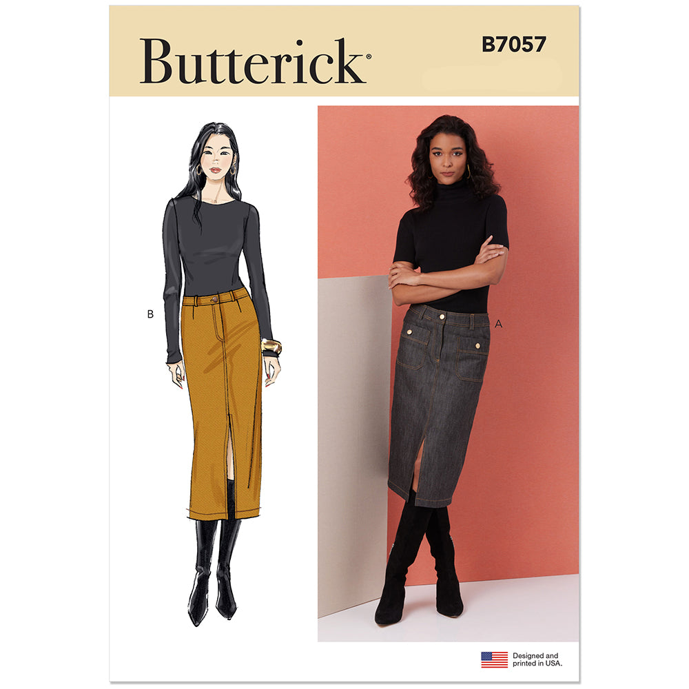 BUTTERICK B7057 Misses' Pencil Skirt in Two Lengths Sewing Pattern, Sizes 6-8-10-12-14-16-18