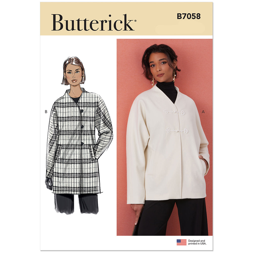 BUTTERICK B7058 Misses' Jacket in Two Lengths Sewing Pattern, Sizes 8-10-12-14-16-18