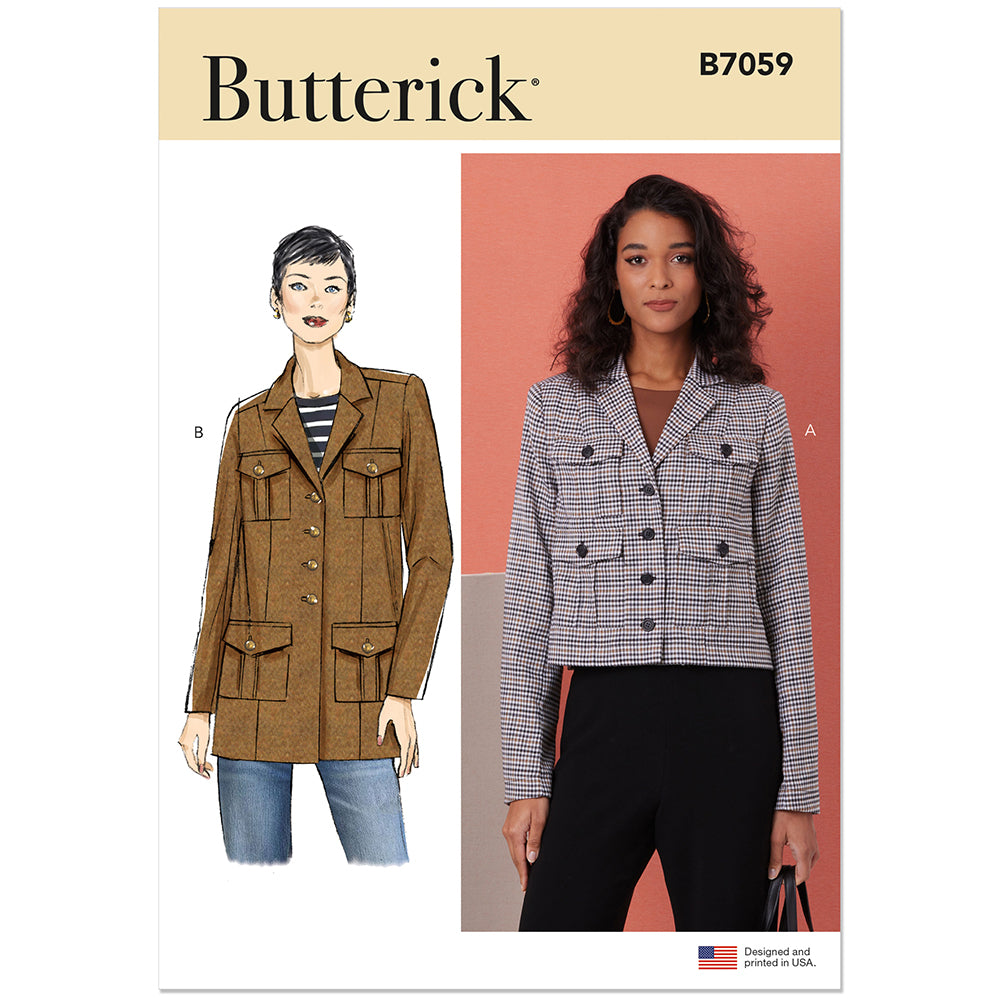 BUTTERICK B7059 Misses Jacket in Two Lengths Sewing Pattern, Sizes 8-10-12-14-16-18