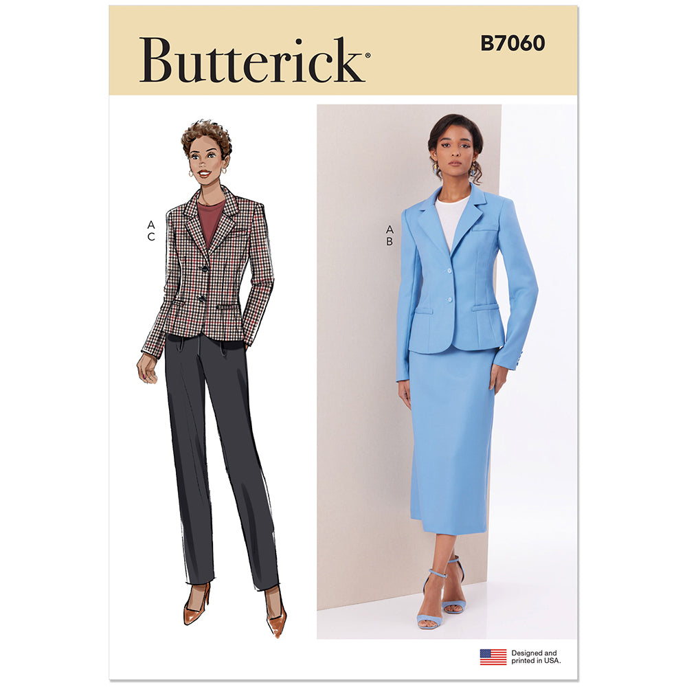 BUTTERICK B7060 Misses' Jacket, Skirt and Pants Sewing Pattern, Sizes 16-18-20-22-24