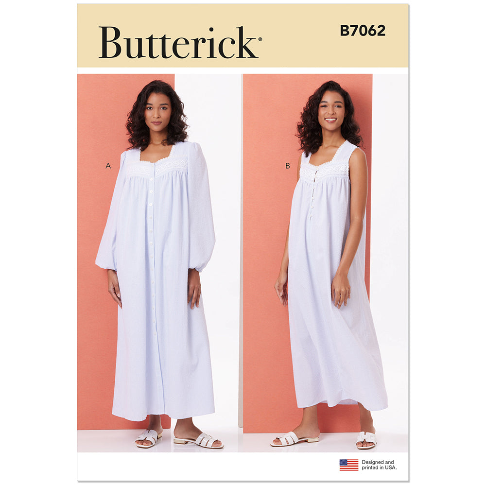 BUTTERICK B7062 Misses' Robe and Nightgown Sewing Pattern, Sizes XS-S-M-L-XL-XXL