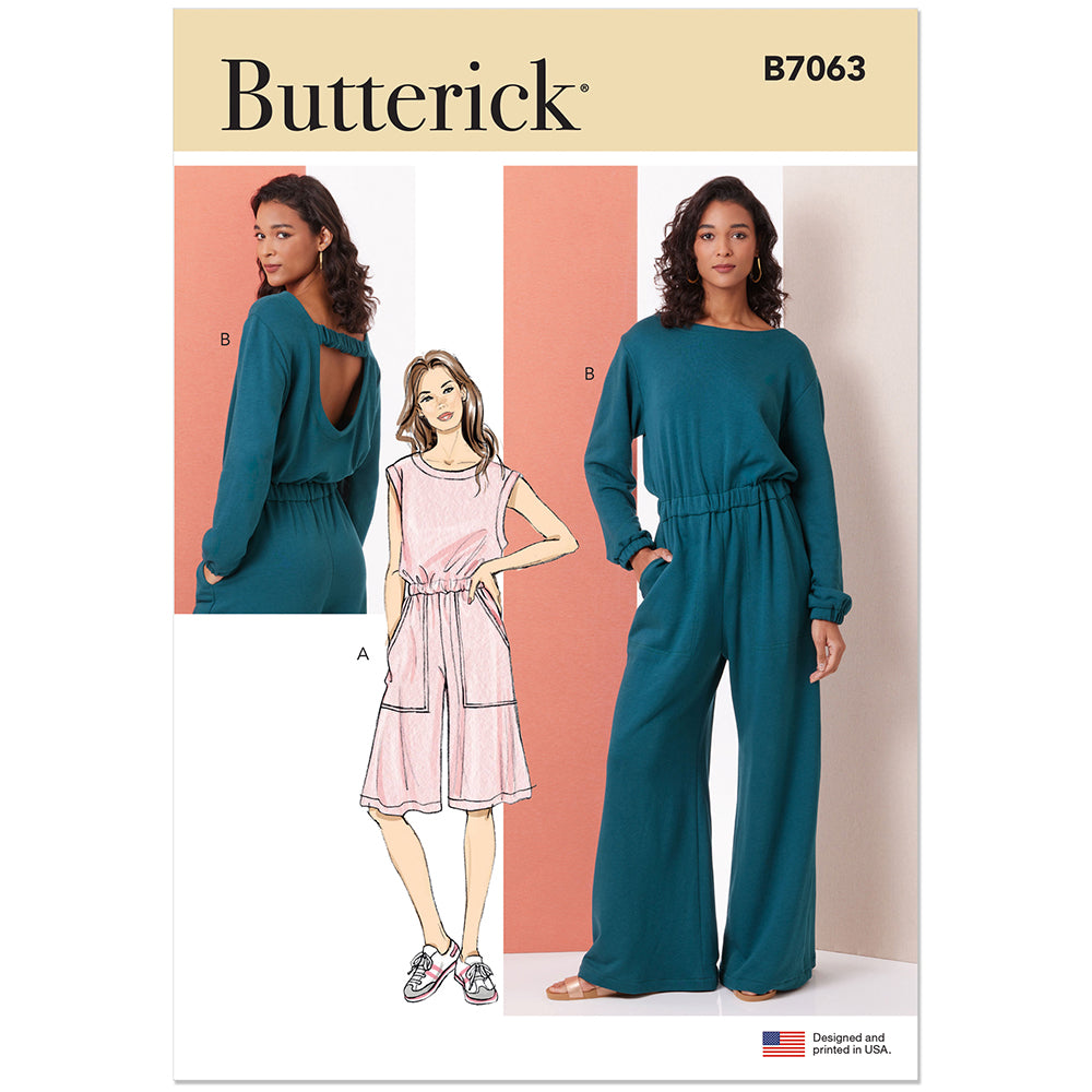 BUTTERICK B7063 Misses Knit Jumpsuit Sewing Pattern, Sizes XS-S-M-L-XL-XXL