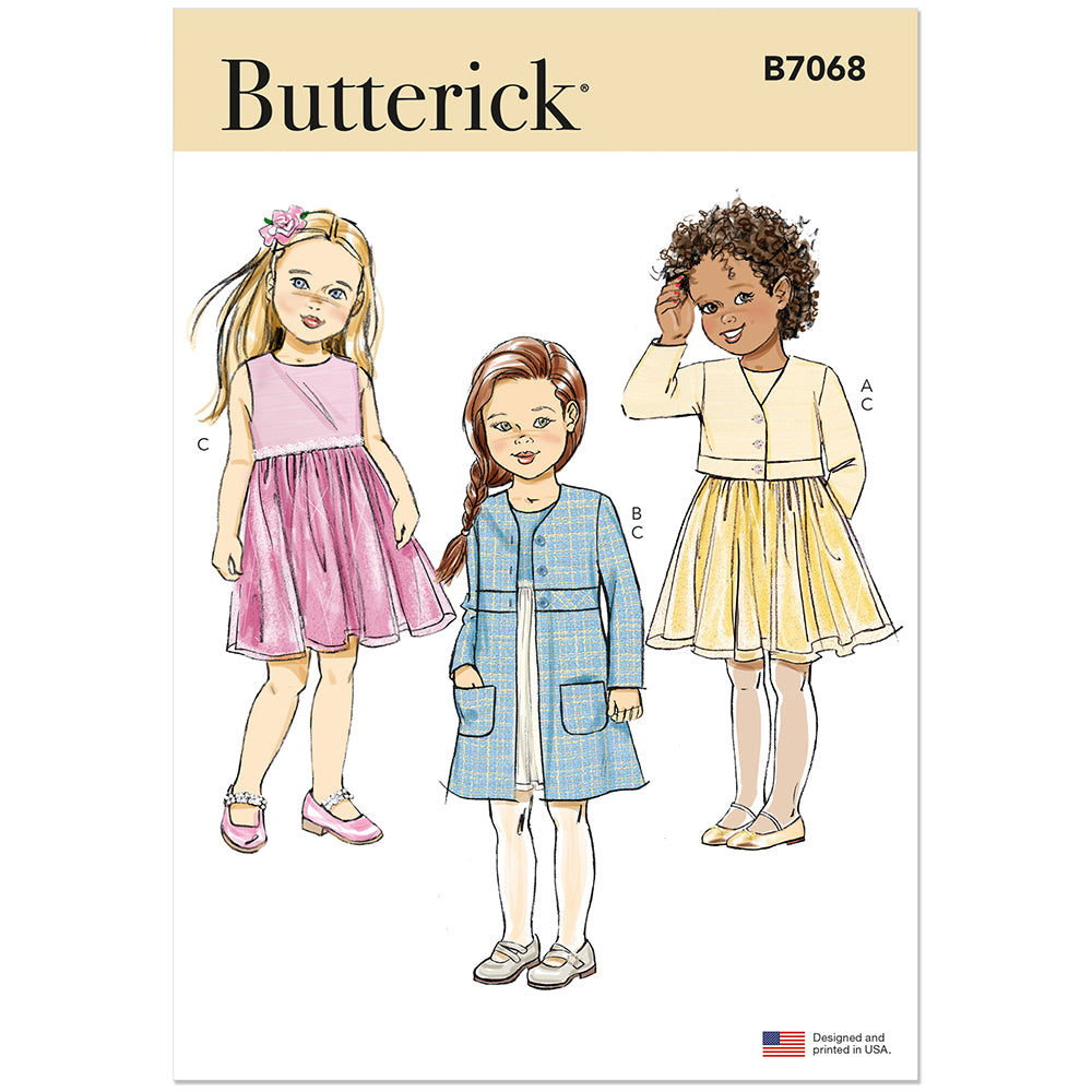 BUTTERICK B7068 Children's Jacket, Coat and Dress Sewing Pattern, Sizes 3-4-5-6-7-8