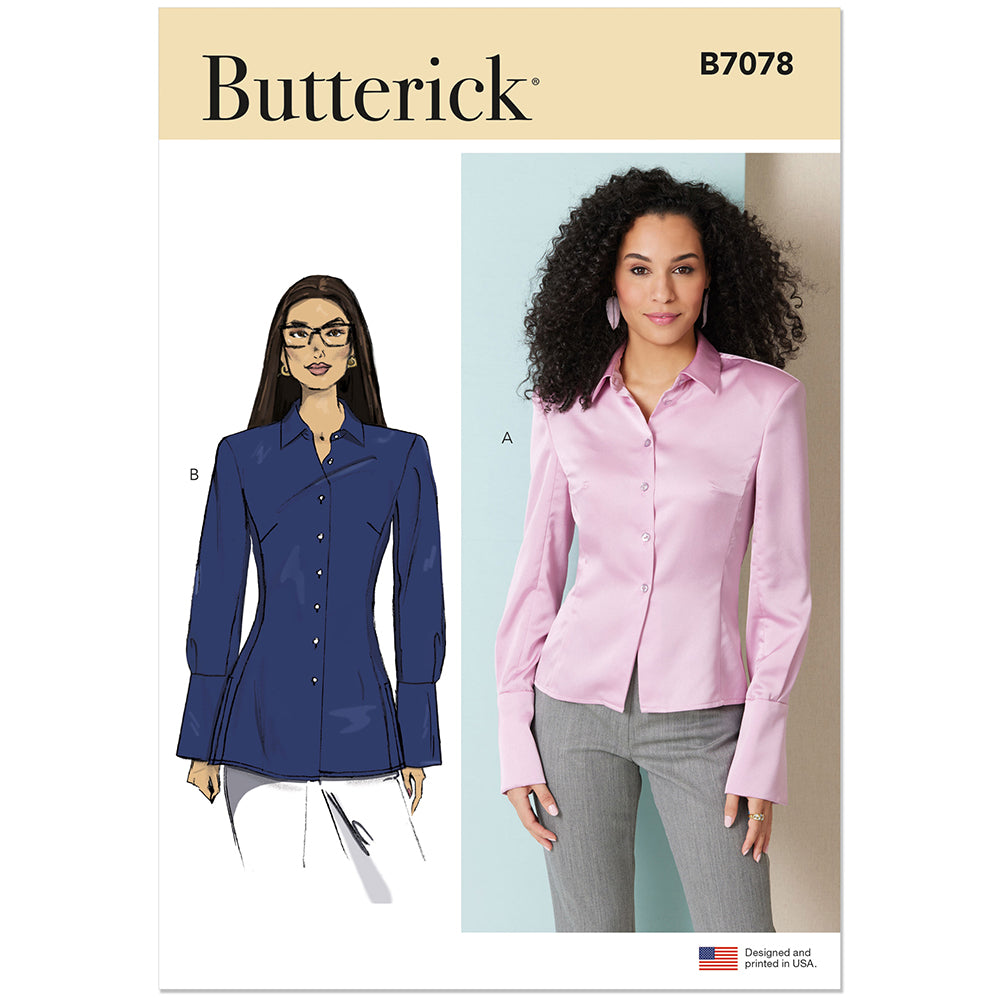 BUTTERICK B7078 Misses' Shirt Pattern in Two Lengths, Sizes 6-8-10-12-14-16