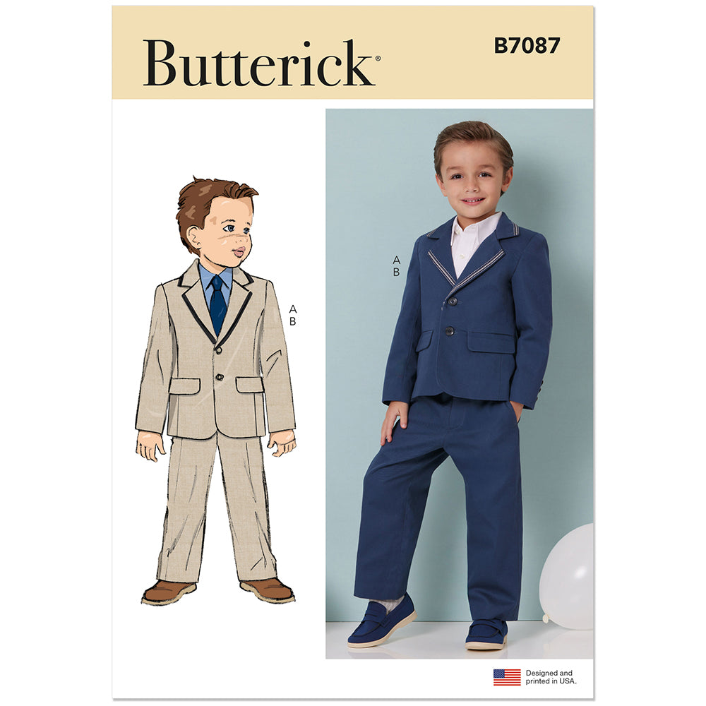 BUTTERICK B7087 Boys' Blazer and Pants Pattern, Sizes 3-4-5-6-7-8