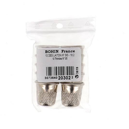 BOHIN Thimbles Brass Nickel Number 3/0 CT.10