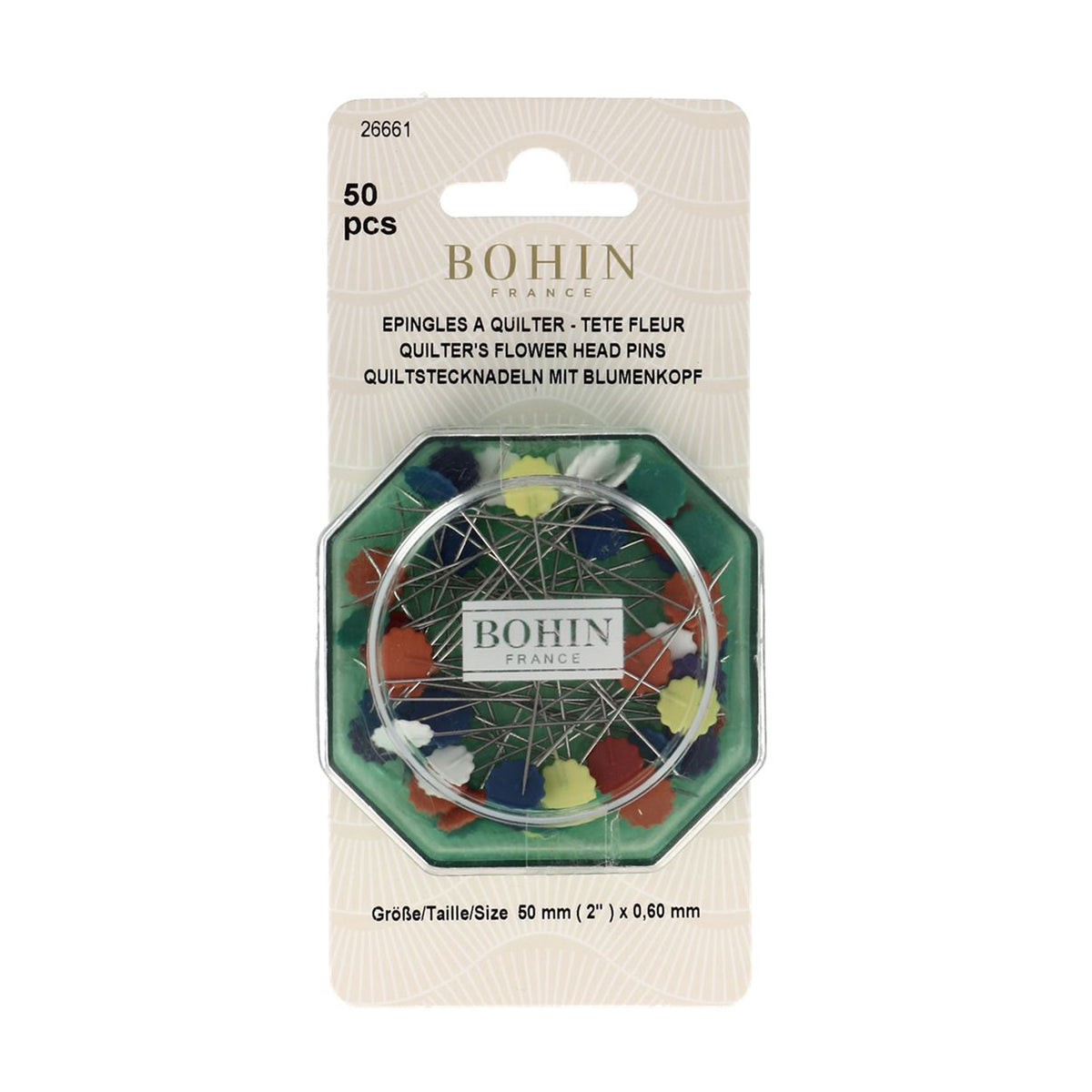 BOHIN Flower Head Pins 2 in. Assorted Black X 50