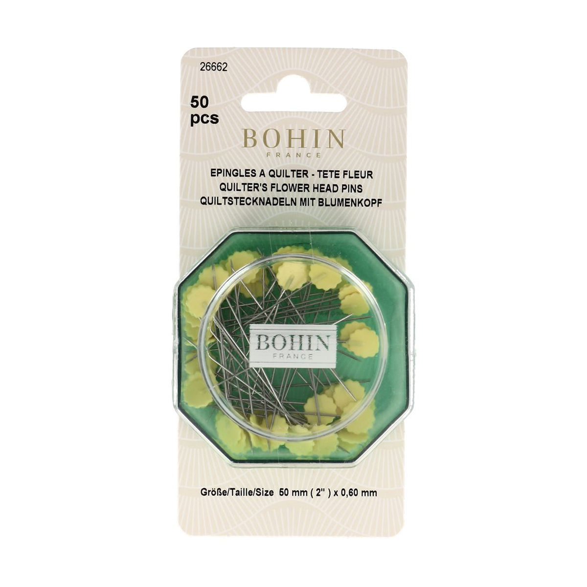 BOHIN Flower Head Pins 2 in. Yellow Black X 50