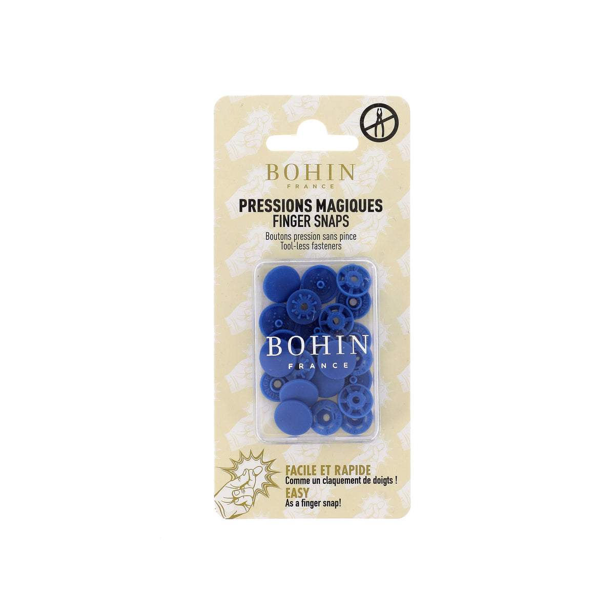 BOHIN Finger Snap Buttons 13 mm (1/2 in.) - Royal Blue, 8 Count